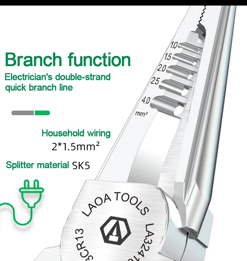 LAOA Elektrikerzange, Multifunktions-Abisolierzange, 8-in-1 Edelstahl-Spitzzange mit elektrischer Messfunktion – Detail 9