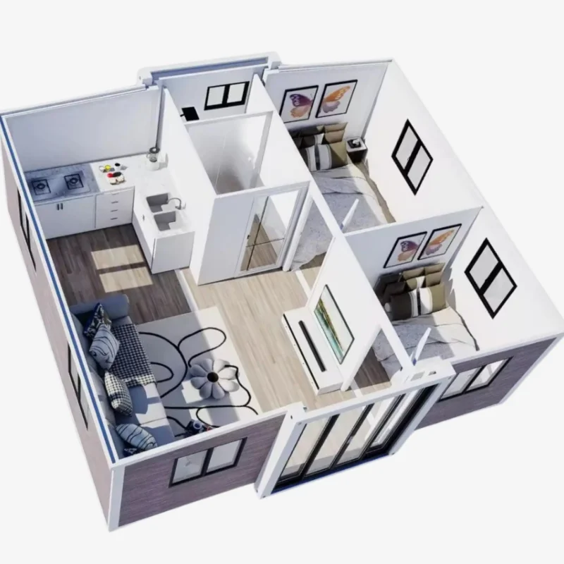 حاوية فولاذية قابلة للتوسيع محلول بناء محمول صديق للبيئة مع 3 غرف نوم للفنادق والمكاتب 20 قدم/30 قدم/40 قدم