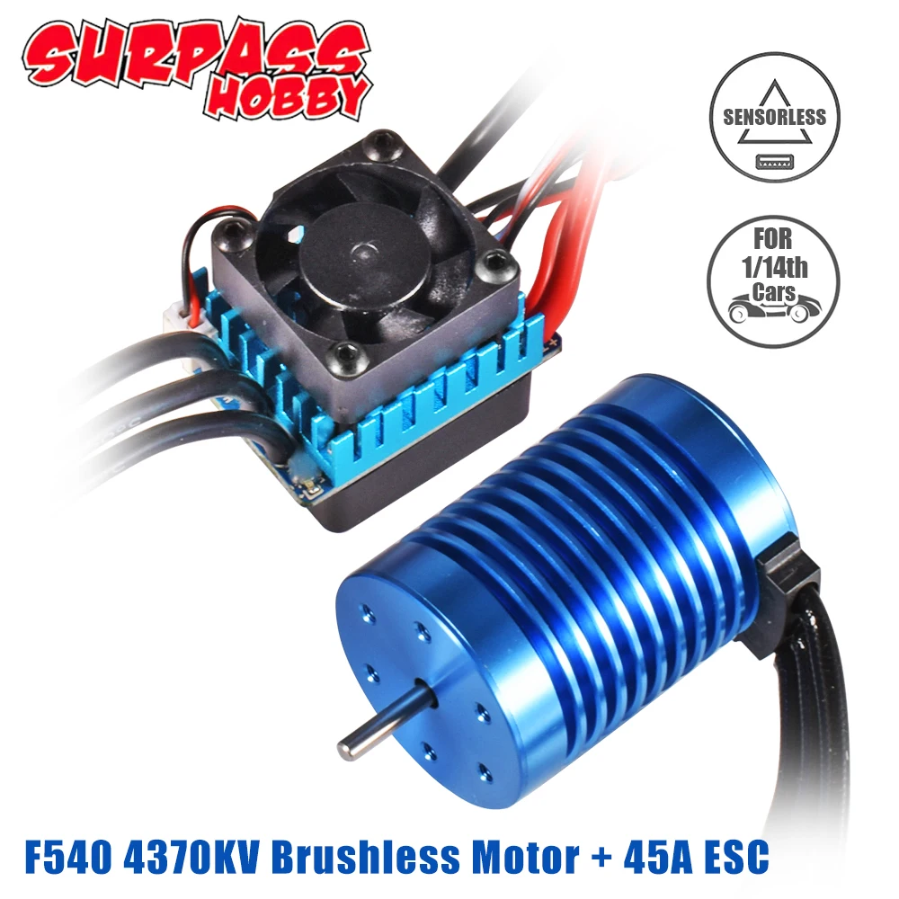 

SURPASS HOBBY F540 4370KV Waterproof Brushless Motor with 45A ESC Combo for 1/14