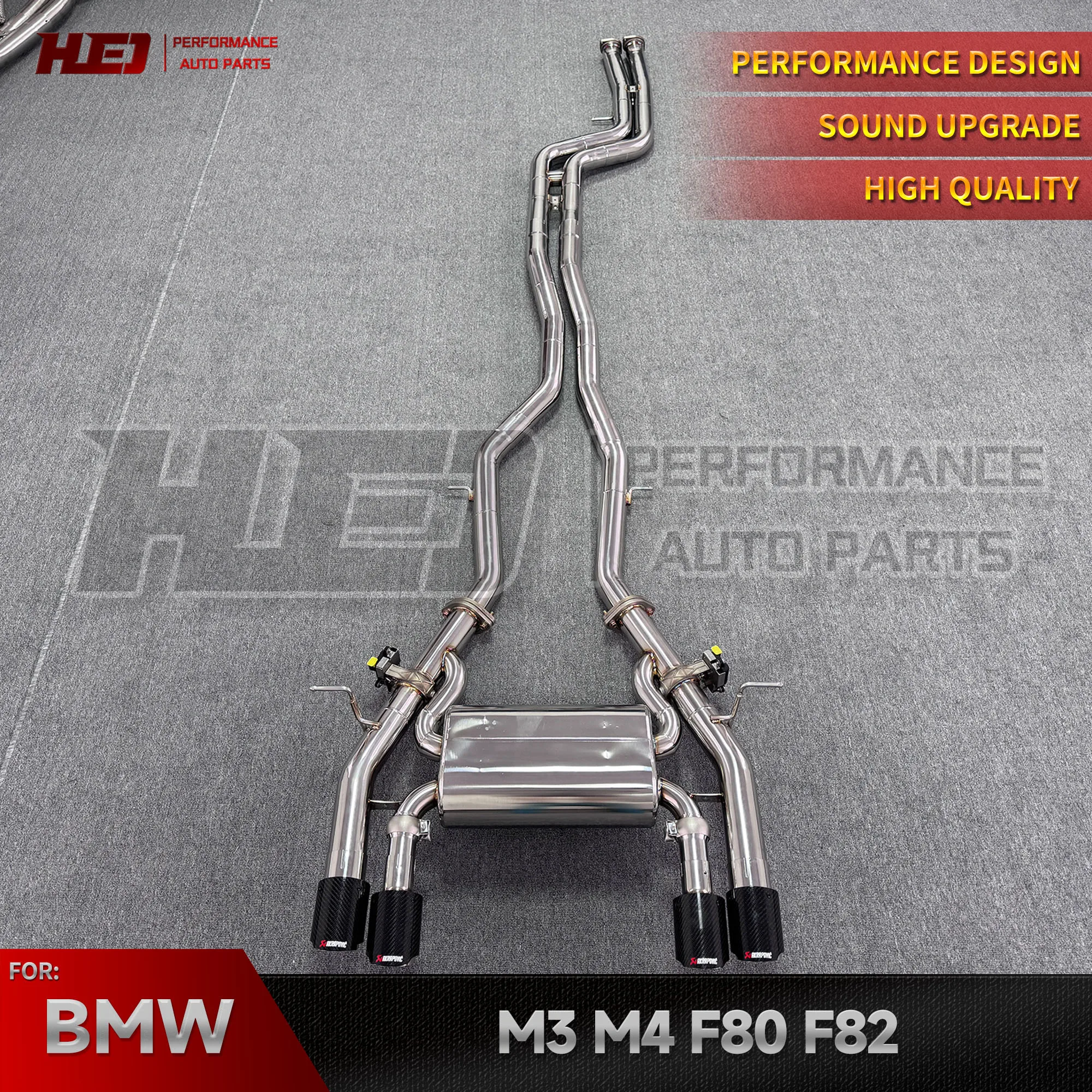 Valvetronic Catback Exhaust System 1.5mm Thick 304 Stainless Steel Smooth Finish Universal Fitment For M3 F80 M4 F82 S55 3.0T