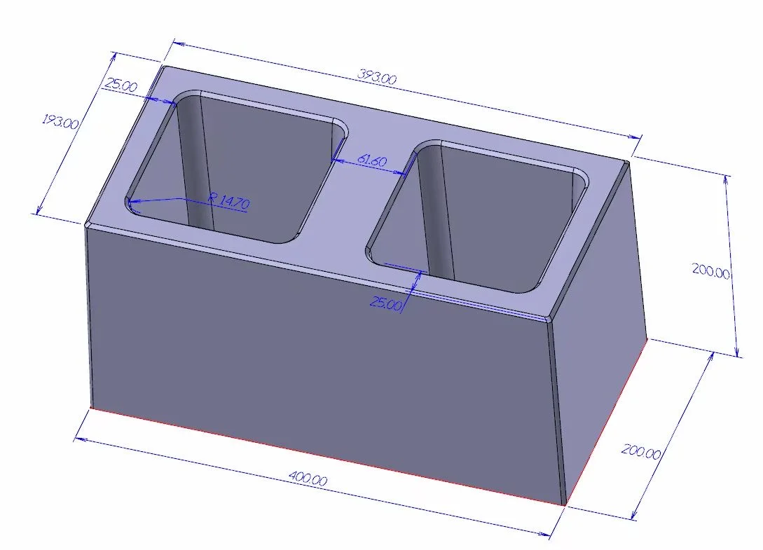 40x20cm Plastic Cement Double Hole Hollow Wall Brick Molds