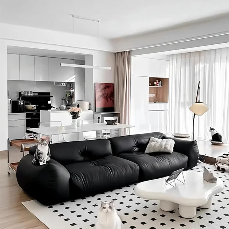 

Relax Lazy Modern Sofas Black Simple Combination Puffs Living Room Sofa Choice Nordic Designer Divani Da Soggiorno Furniture