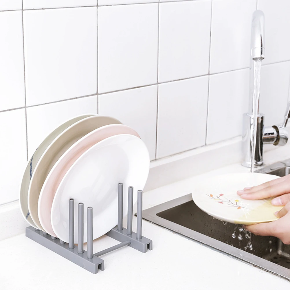 

Dish Drying Rack Bamboo Tray Holder for Cup Lid Dishes Pot Cover Storage Drainer White Space Saving Easy Assemble