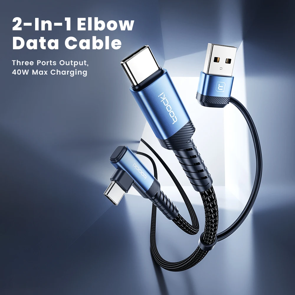 Toocki 2 in 1 Elbow USB Cable PD 60W Fast Charging Type C To Type C Cable For iPhone 15 Pro Xiaomi 13 12 Samsung S23 Data Cord image 6
