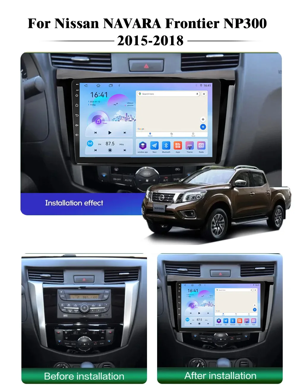 Car Radio for Nissan NAVARA Frontier NP300 2015-2018 Carplay Multimedia Player Stereo Autoaudio Android Head Unit Navigation GPS