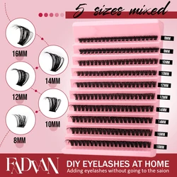 Fadvan 60P/80P DIY Eyelash Extension Kit Individual Lashes Cluster D Curl Mix Lash Clusters with Bond and Seal Lash Extensions
