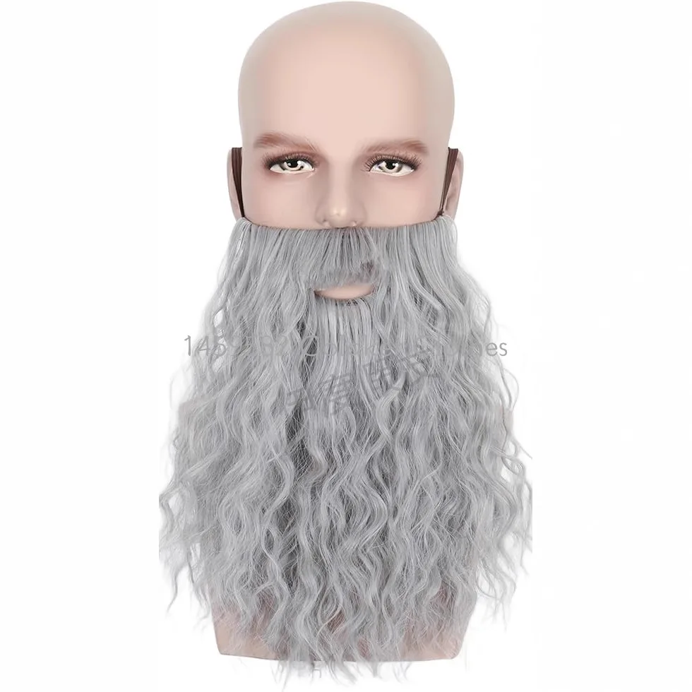 Barba falsa de 30cm, barbas peludas largas, accesorios para disfraz de Cosplay, barba de Papá Noel, bigote, accesorios para fiesta de Navidad y Halloween
