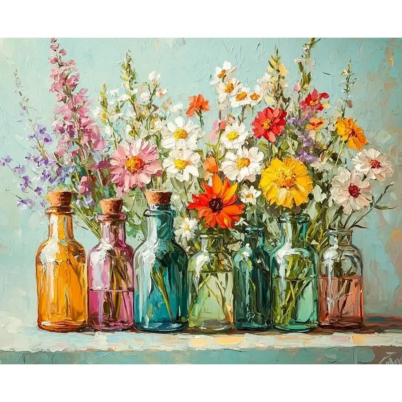 Acrylic Painting By Numbers Kit Garden Courtyard Diy Coloring By Numbers Landscape For Adult Home Decor Gift