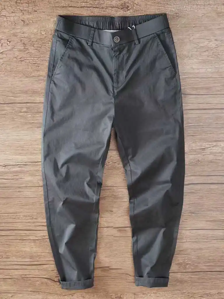 

Мужские повседневные хлопковые брюки на весну-осень, новые, эластичные, простые, модные, в стиле рабочей одежды, укороченные (7/8)