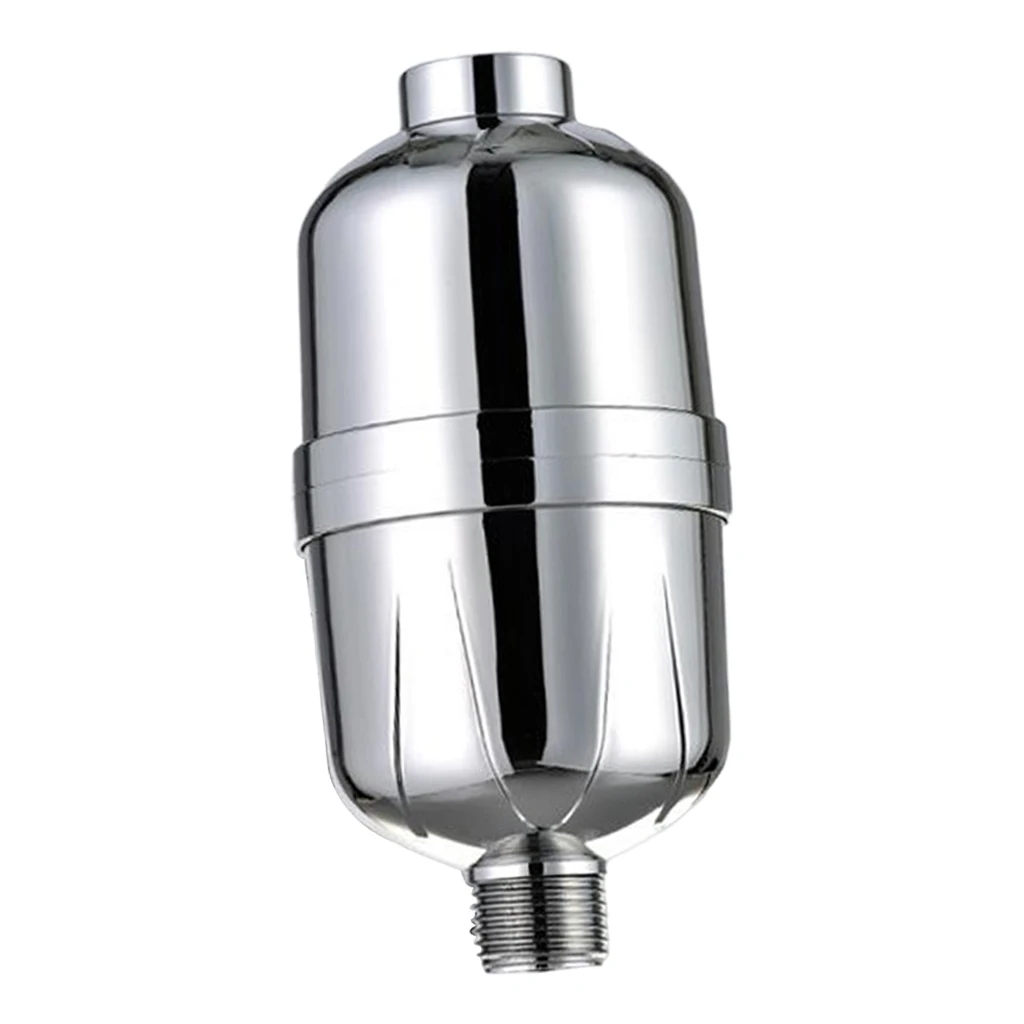 Universal Shower Head Filter with Calcium Sulfite Activated Carbon for Hard Water Bathroom Silver Fixed Mount