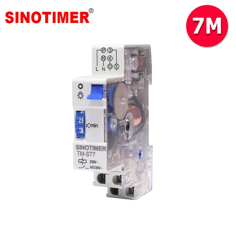 

7 Minutes 20 Minutes Interval Factory Price 18mm Single Module DIN Rail Staircase Timer Switch for Staircase Lighting Controls