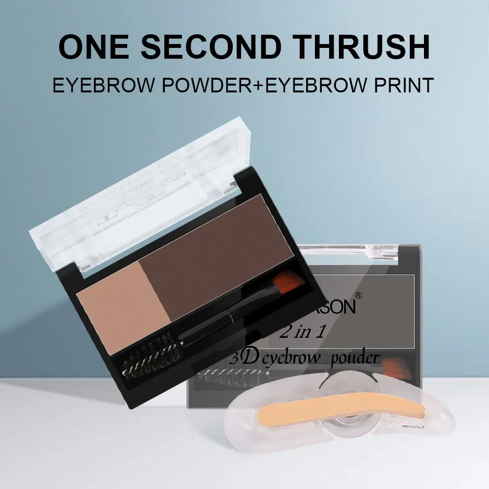 Eyebrow Powder with Stamp Eyebrow Stencil Tint Tattoo Cosmetics Eyebrows Makeup Eye Brow Shaper Waterproof Eyebrow Stamp Powder