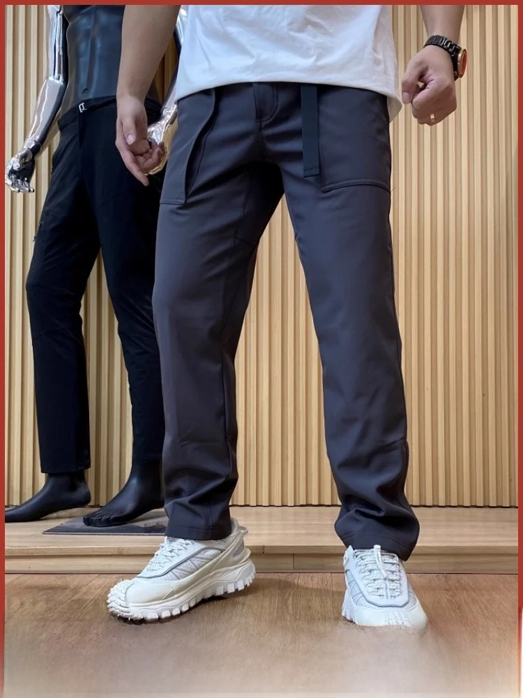 

Outdoor Men's Hiking Pants Bule Waist Belt Windproof Water Resistant Workwear Soft ell Trousers for Autumn Winter