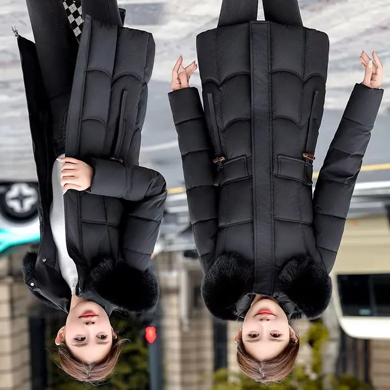 

Новая зимняя пуховая куртка с хлопковой подкладкой, женская корейская длинная элитная модная теплая хлопковая стеганая куртка, женские парки, верхняя одежда, пальто