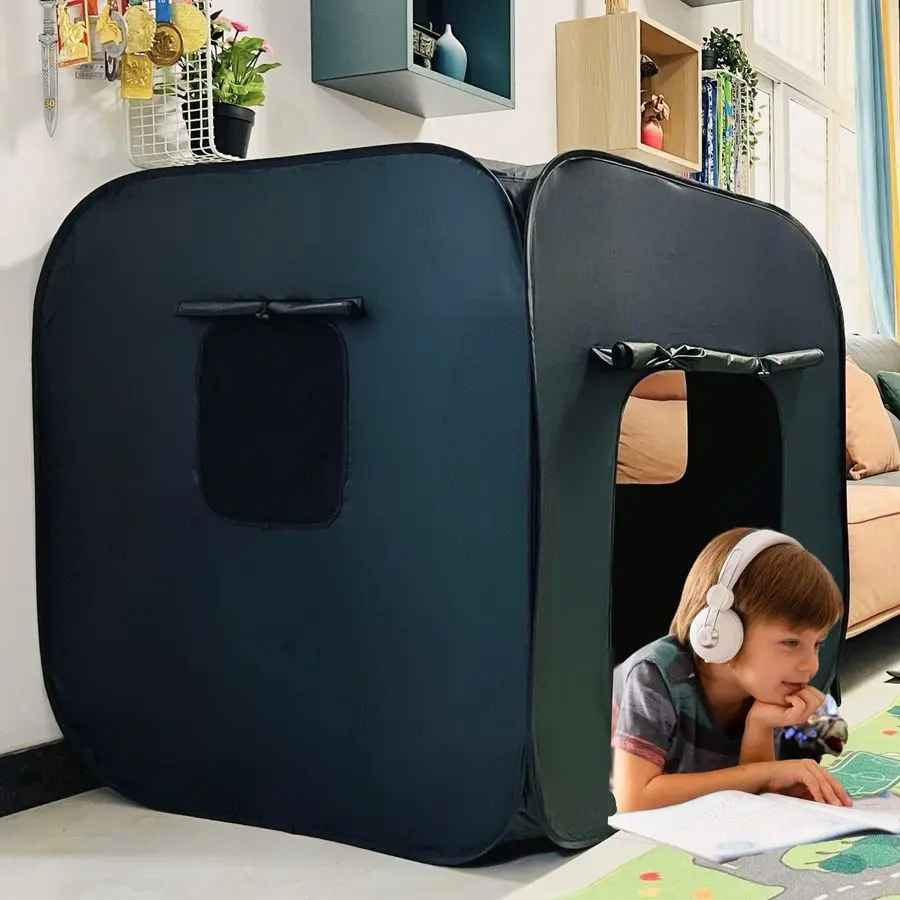 

Tent for Kids with Autism, ADHD, SPD CPC Certification Black Out Calm Corner Hideout Den Helps Children Adults Relax Reduce Anxi