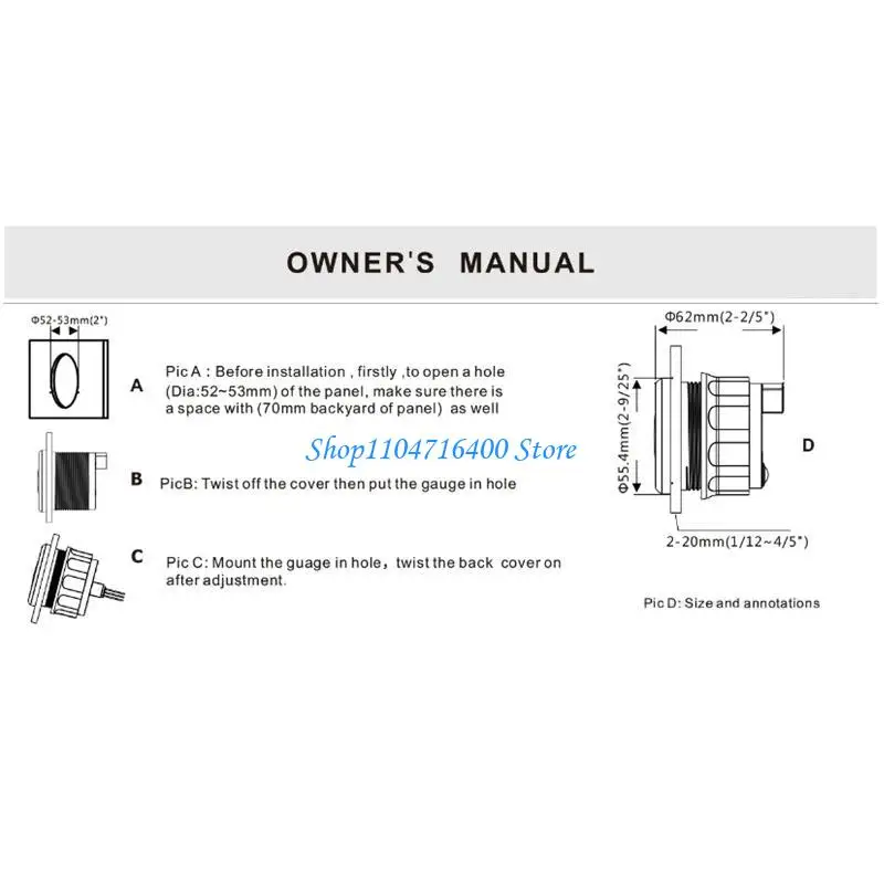 

y1gd Level Gauge Meter 52mm Universal RV Car SUV Motorcycle LED Light Boat Truck