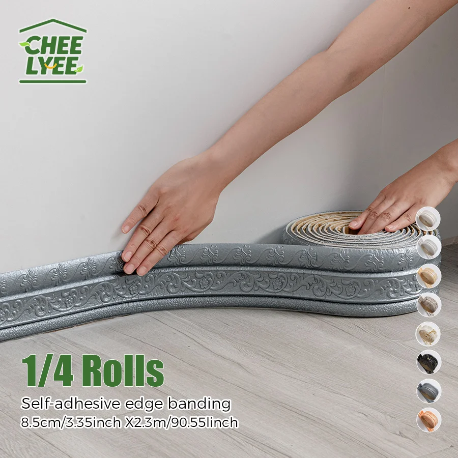1/4 Roll Sxp Self-Adhesive Edge Banding Strip Sxp Waistline Sticker Foam Self-Adhesive Corner Trim 8mm Thickened Version Box Packaging Ready to Peel and Stick Suitable for Various Corners, Ceilings, Offices, Warehouses, Living Rooms, Doorways