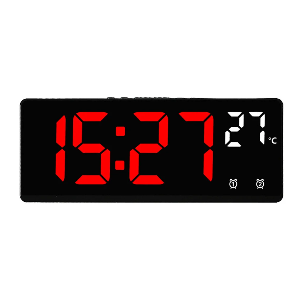 Spraakbesturing Wekker Digitale temperatuur Datum 2 Alarm USB-aangedreven Altijd op Snooze Tafelklok Nachtmodus 12/24 uur LED-klok
