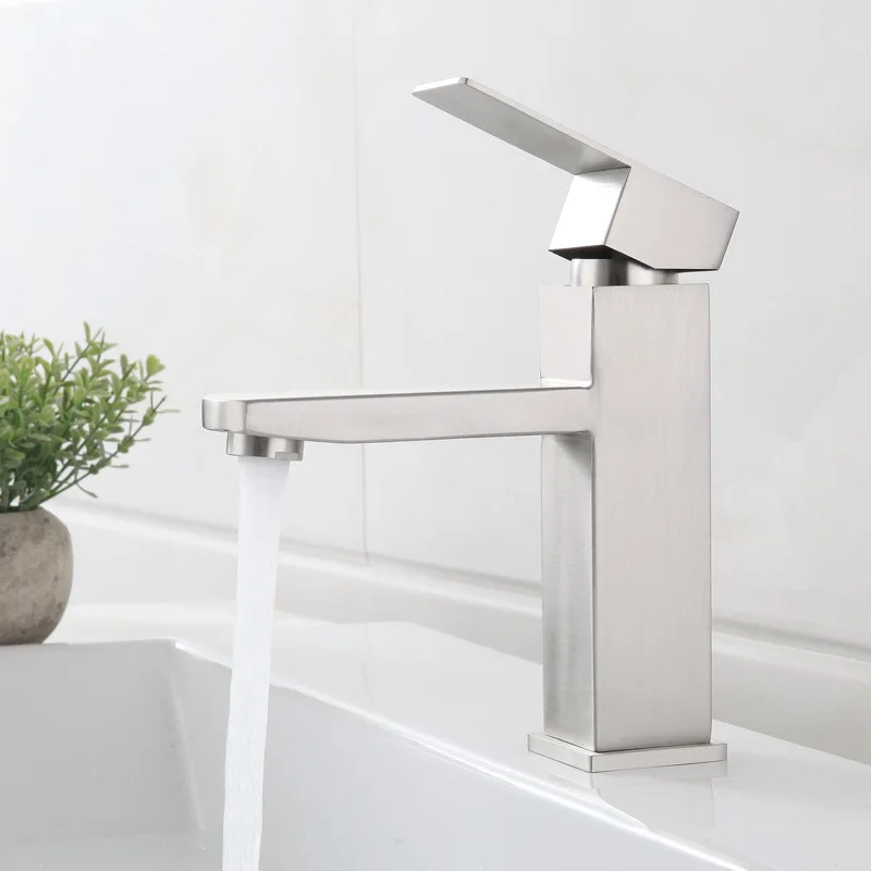 304 stainless steel basin faucet for hot and cold bathroom washbasins, basin faucet on countertop