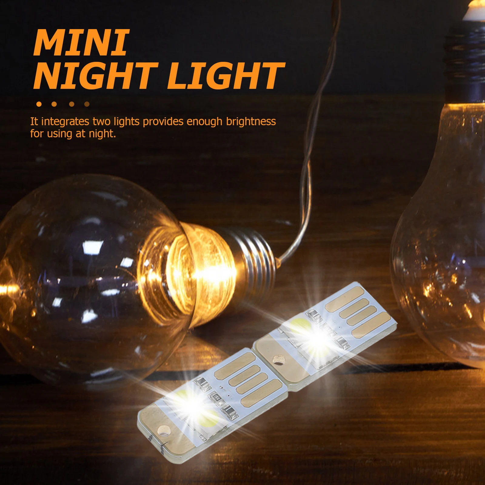 

10pcs USB Night Light Mini Pluggable LED Double Sided Power Supply Lamp Desktop Computer Camping Mobile