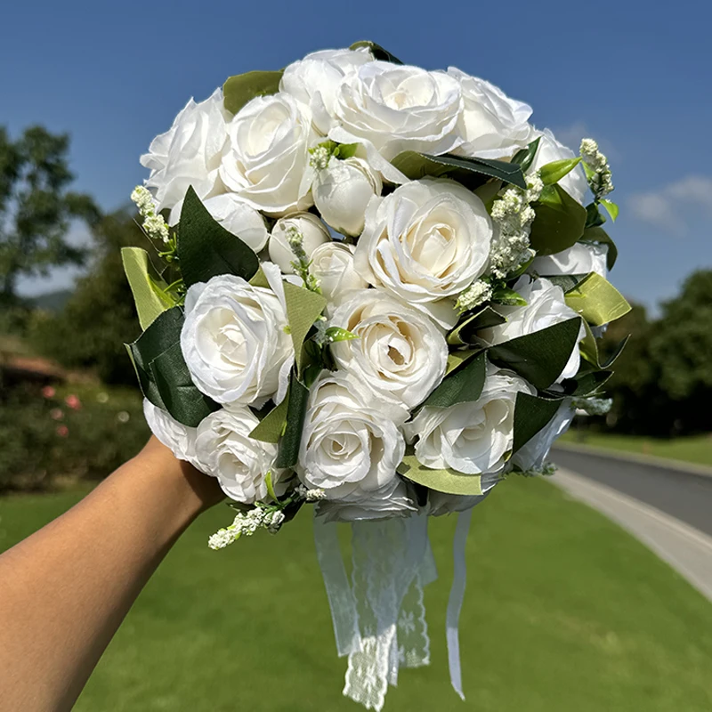 1PC Wedding Bouquets for Bride Outdoor Wedding Bride Hand Tossing Bouquet Artificial Bouquet for Wedding Ceremony Party Church