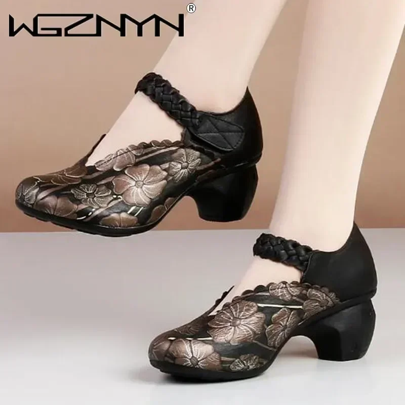 Hot Promotion New Luxury Spring Autumn Printing Red Wedding Black Banquet Shoes Fashion Elegance Women High Heel Retro Sneakers