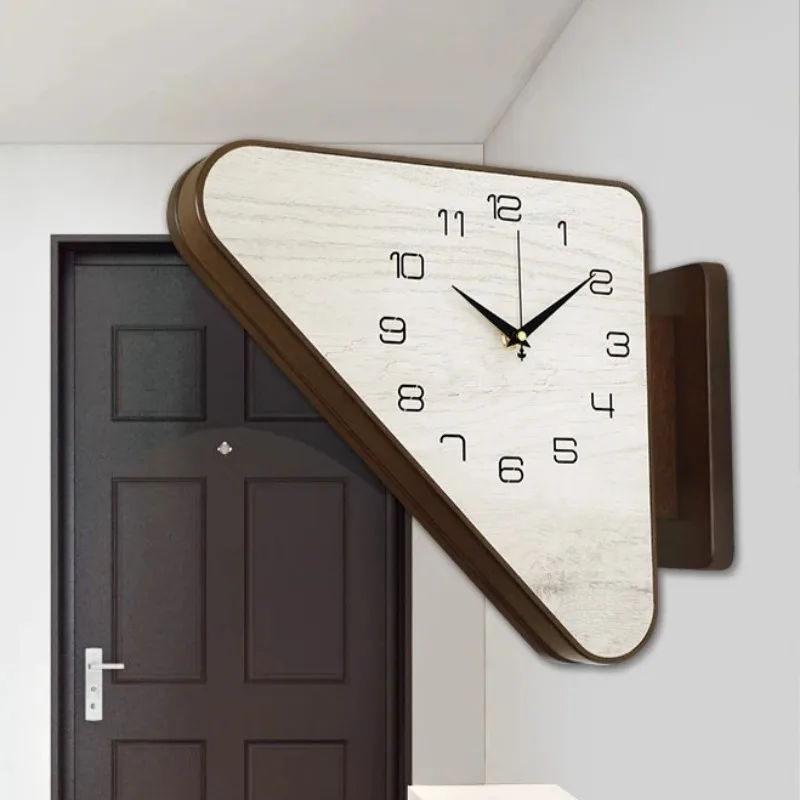 Quartz Modern Wall Clocks Wooden Double-sided Stylish Wall Clock Simplicity House Clocks Living Room Silence Home Decoration