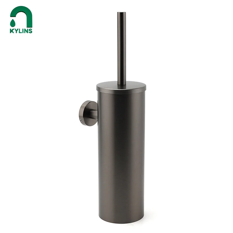 KYLINS  Bathroom Brushed Cleaner Stainless Steel Toilet  Wall Mounted Holder Cup Gun Gray Toilet Brush For Cleaning Storage