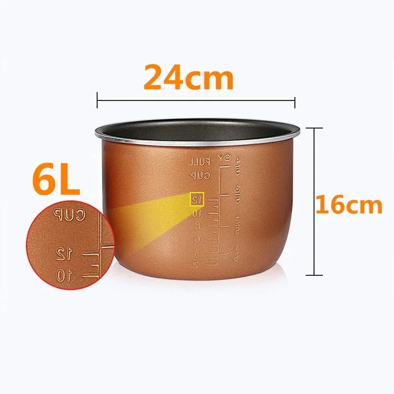 

6L Electric Pressure Cooker Liner Multicooker Bowl Liter Non-stick Pan Double SprayThickening