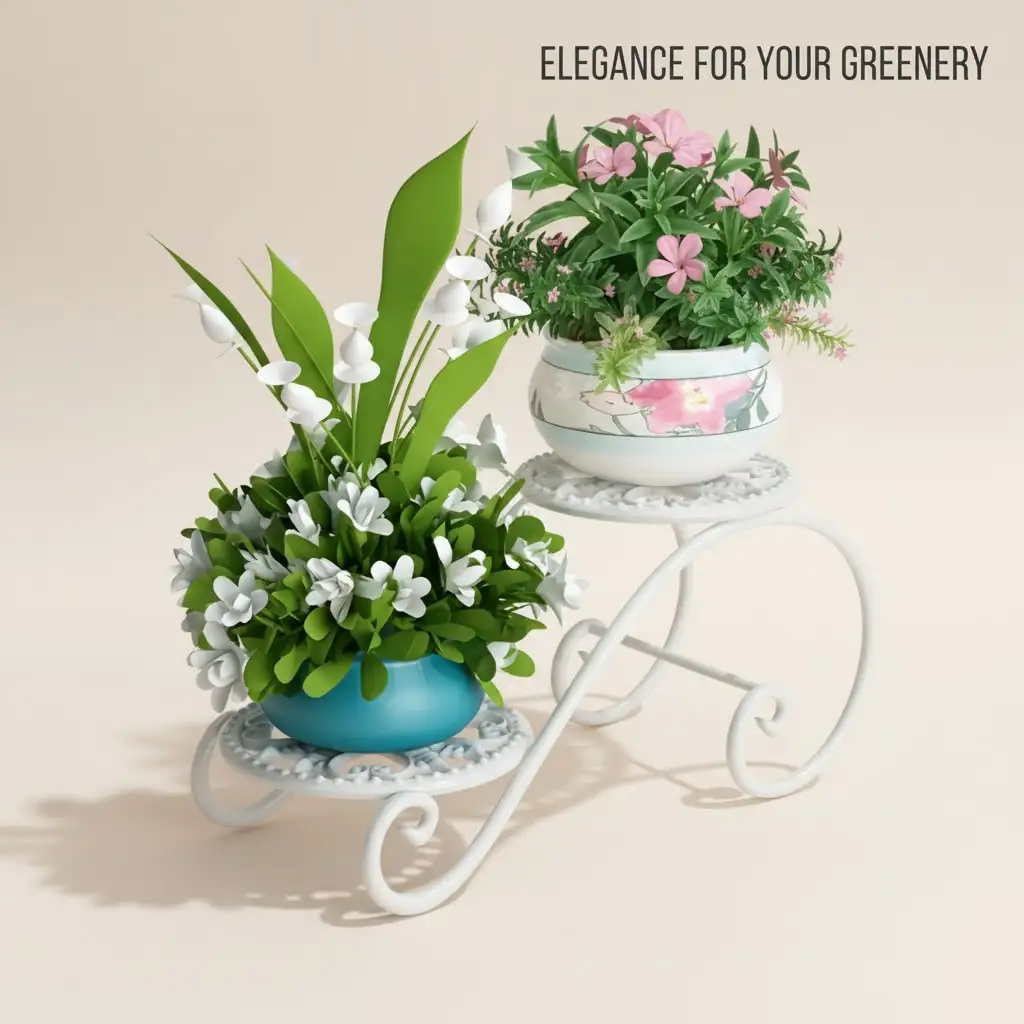 

1PC 2-Tier Plant Stand, Vintage Metal Irregular Design Indoor Outdoor Flower Pot Display Rack For Garden Balcony Office Shop Pla