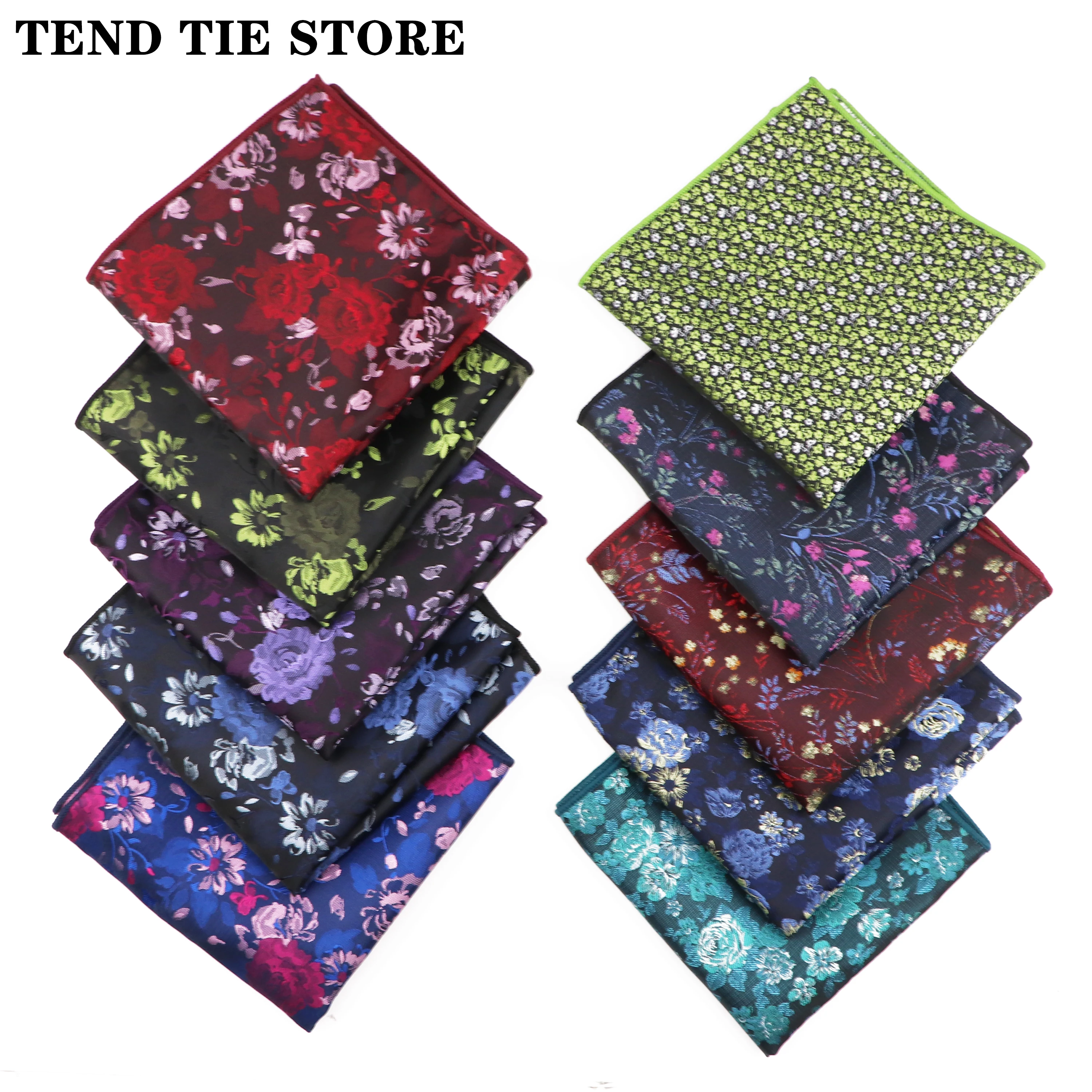 25CM New Fashion Men's Retro Floral Polyester Scarf Classic Handkerchief Performance Suit Wedding Shirt Accessories