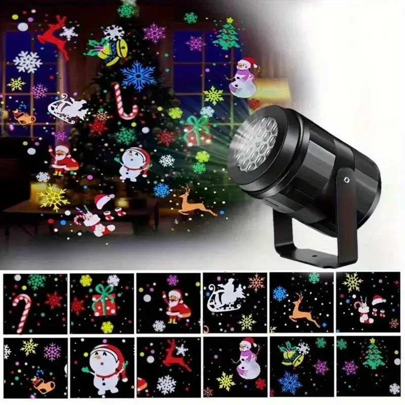 أضواء جهاز عرض ندفة الثلج لعيد الميلاد تعمل بمنفذ USB مع أنماط عطلة أضواء دوارة لحفلات الهالوين في الأماكن المغلقة وديكور عيد الميلاد