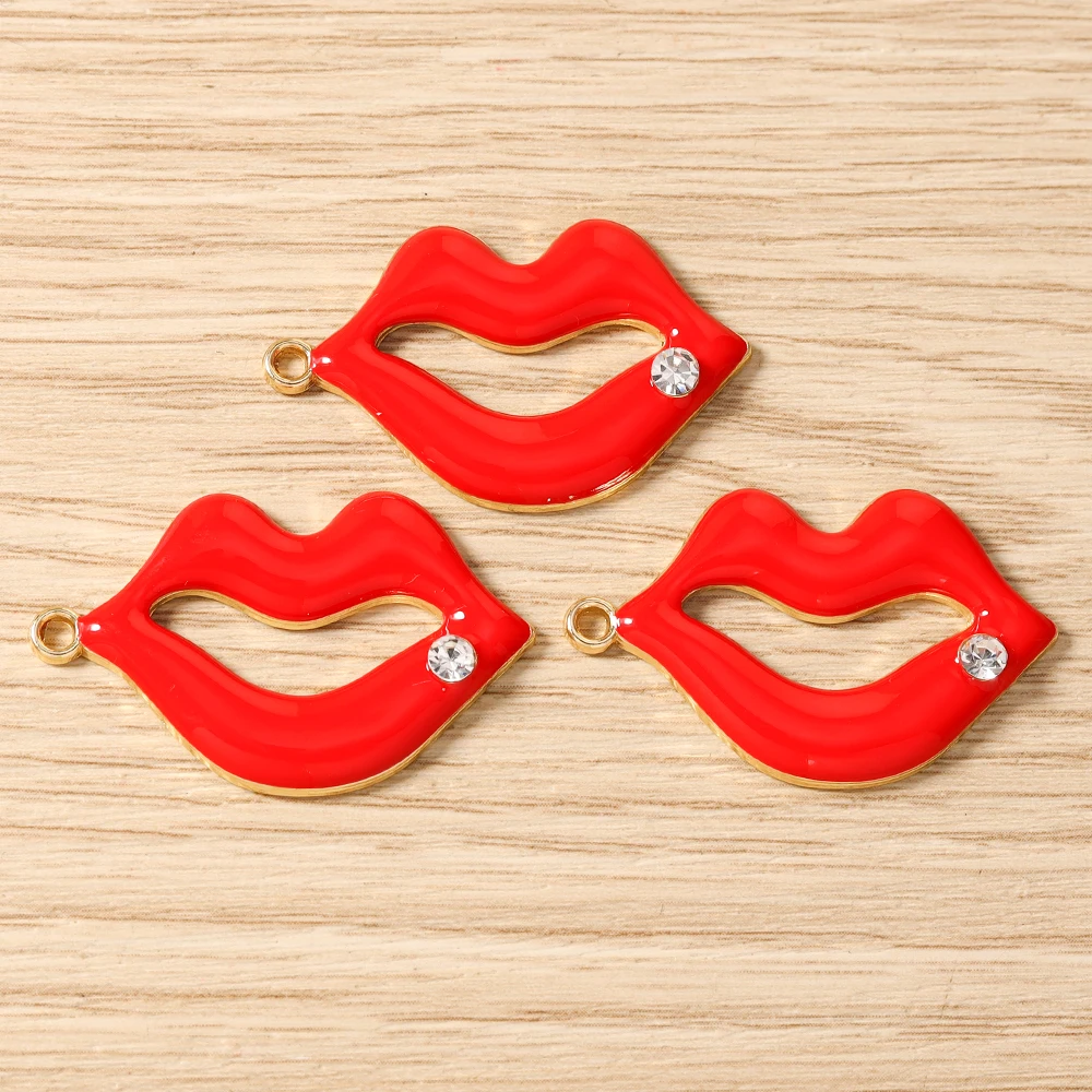 Tusember 10 Stück niedliche High-Heels-Anhänger mit roten Lippen und Lippenstiften für die Schmuckherstellung, Halskette, Ohrringe, Armband, DIY, handgefertigtes Kunsthandwerk – Detail 9