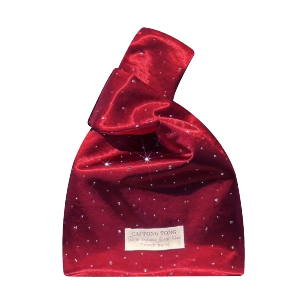 Retro Crystal satin Wrist Bags Handheld Washable Small Bucket Bags Elegant shining Storage Pouch For Girl Lady Women Female