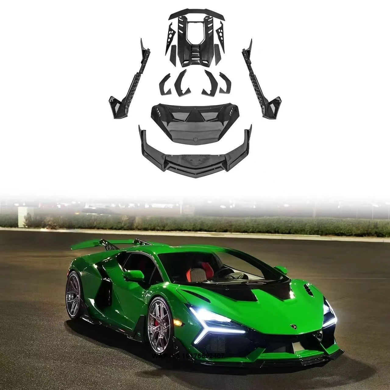Compatible for Huracan Tecnica Body Kit Complete Exhaust System Modification Parts Carbon Fiber Brand New Condition