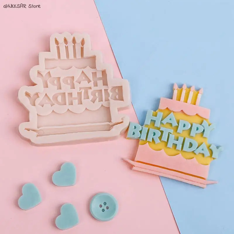 1pc 3D Happy Birthday Letters Numers Silicone Mold For Ice Jelly Chocolate Mould Birthday Cake Decorating Tool Steam Oven