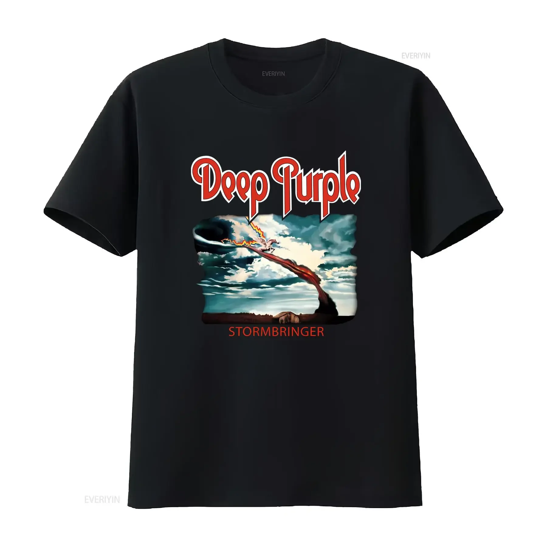 DEEP PURPLE STORMBRINGER T SHIRT ROCK BAND PRINTED DESIGN FOR FANS vintage Washed Top For Everyday Wear Slightly Stretched