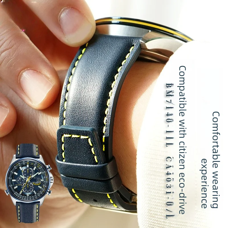 Suitable for Citizen Photokinetic Energy BM7140-11 Blue Angel Eagle in The Sky 8035 Leather Watch Strap 22 23mm