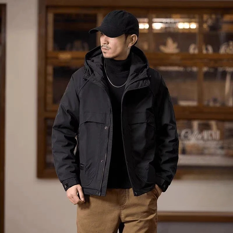 Men's Winter Padded Hooded Jacket Thick Warm Workwear Casual Coat 2026 New Fashion Outerwear Plus Size