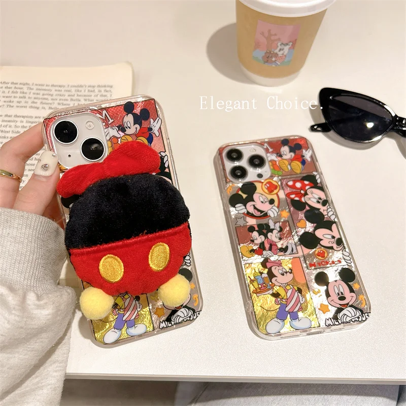 Urocze etui z bezprzewodowym ładowaniem Mickey Minnie Magsafe do iPhone'a 13 14 15 16 Pro Max Urocza pluszowa podstawka magnetyczna z Myszką Miki