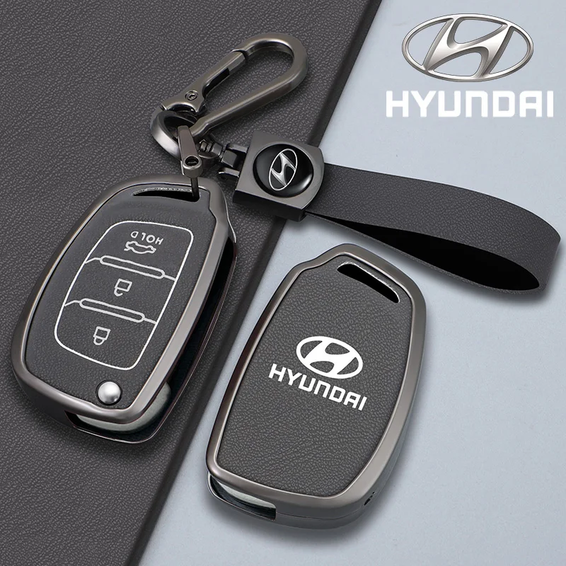 

Leather Car Key Case Cover For Hyundai HB20 For SANTA FE IX35 IX45 For Accent I40 For Solaris Protector Car Accessories Interior