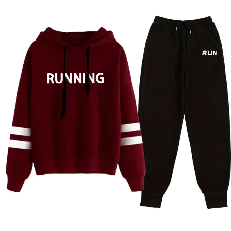 Running Mens Tracksuit Printing Casual Sweatshirt Sweatpants 2 Pcs Set Daily Sports Jogging Man Clothing High Quality Sportswear
