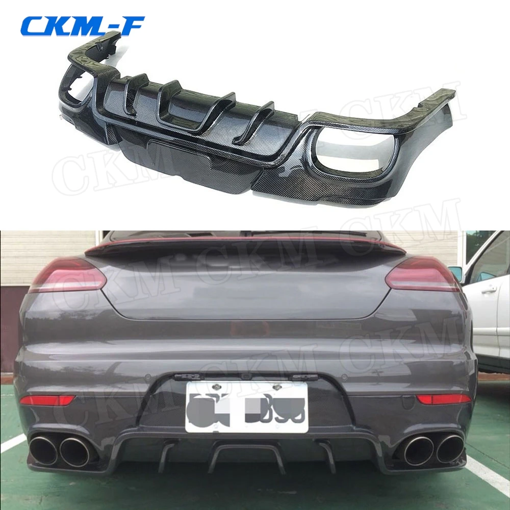 

Carbon Fiber Rear Diffuser Lip Spoiler for Porsche Panamera 970 GTS Turbo S 2014-2017 Rear Hugger Fins Shark Style Skid Plate