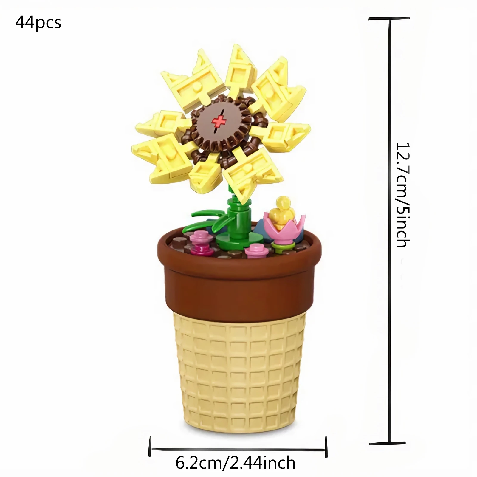 Mini Potted Flowers DIY Building Block Educational Toys, Cute Tabletop Ornaments Gifts For Kids