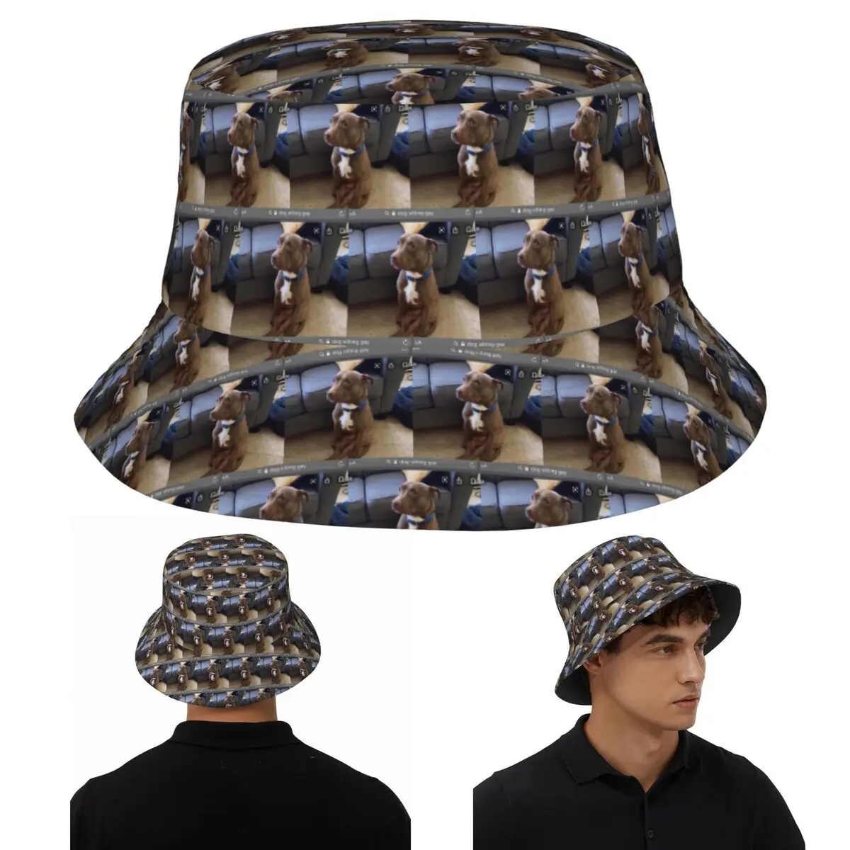 Hund sitzender schwuler Eimerhut Panama für Kinder Bob Fischerhüte für Sommer Angelkappen Unisex