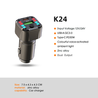 K24 Car Phone Charger 2 Ports Car Charger Adapter PD/QC3.0 Cell Phone Automobile Chargers for Most Phones 50W Fast Charging Car