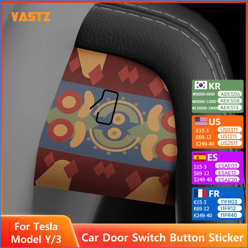 

Car Door Switch Button Sticker For Tesla Model Y Juniper Model 3 Highland 2021-2025 Nappa Decal Anti - Fouling Protective Paster