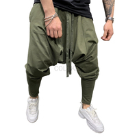 Men's Hip Hop Pants Casual Jogging Harem Pants Drop Crotch Loose Baggy Black Green White Streetwear Men