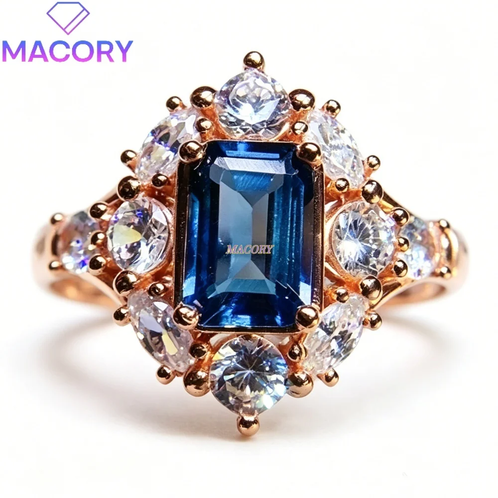 S925 sterling silver London blue topaz ring luxurious and delicate design eye-catching great for parties  events and gift
