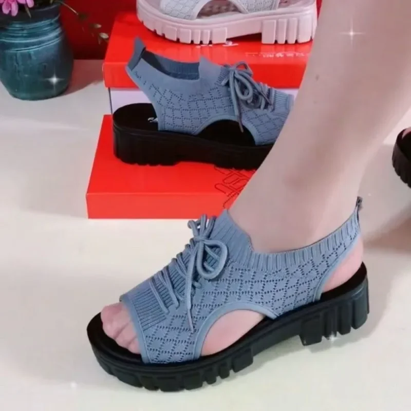 Thick Soled Woven Sandals for Women, Barefoot Shoes, Fashionable, Breathable, Soft Soled, Summer Casual, Lightweight Beach Shoes